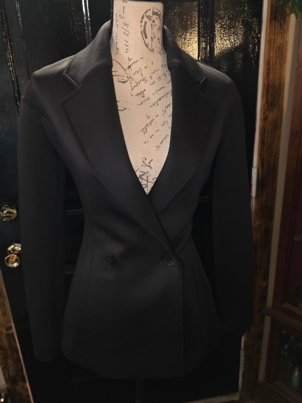 Zara Womens Black Double-Breasted Tailored Blazer XS Polyester Slim Fit